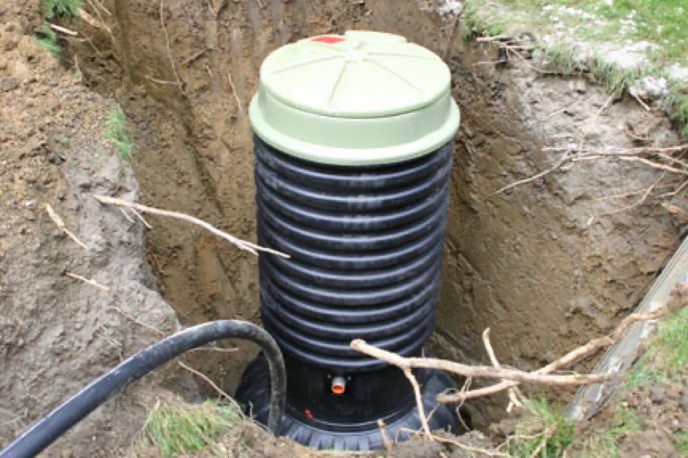 Cuve de poste de relevage individuel installée en fouille